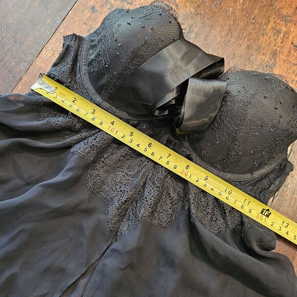 Black Sheer Lace Babydoll 36B Bow Flyaway Nightie Romanticcore Coquette Boudoir - Picture 3 of 9